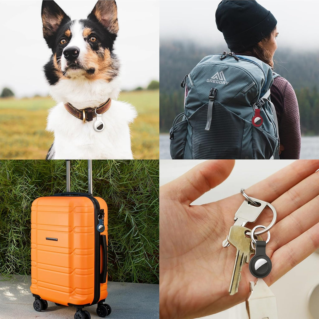 4 Pack Silicone Airtag Holder Keychain for Airtag 1St & 2Nd Gen