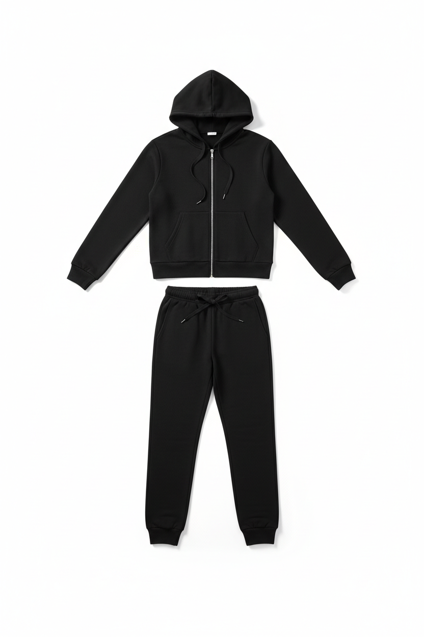 Two-Piece Tracksuit Set – Black