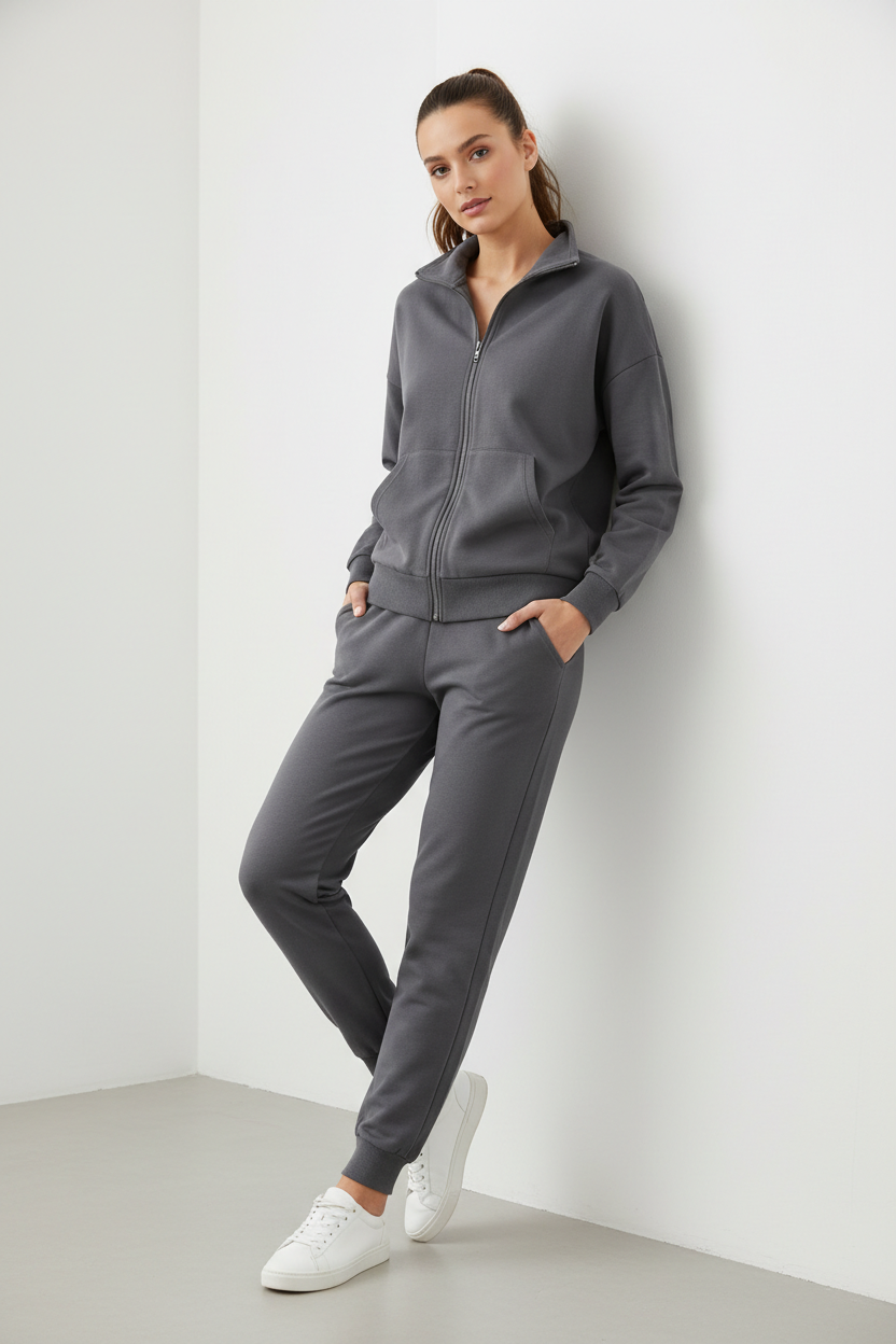 Two-Piece Tracksuit Set – Grey Lifestyle