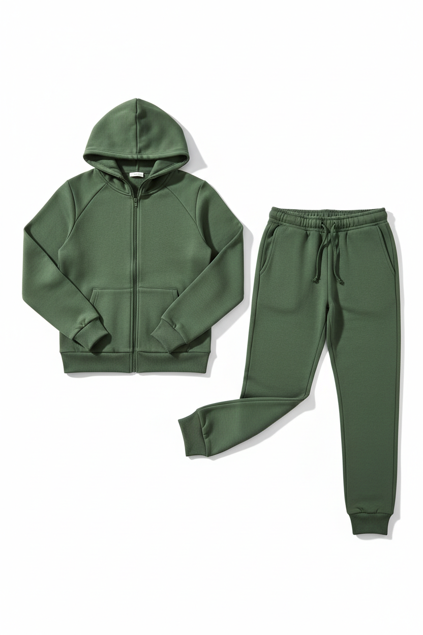 Two-Piece Tracksuit Set – Military Green